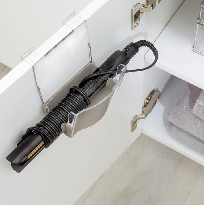 Hållare för hårtork, Över skåpdörr, THE HOME EDIT HANHING HAIR TOOL, Klar / Grå i gruppen Förvaring / Badrumsförvaring hos SmartaSaker.se (41215)