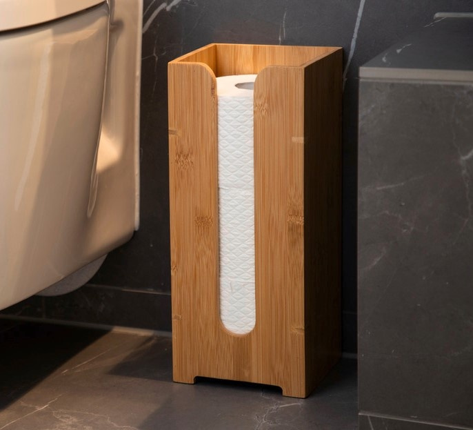 Hållare i bambu för extra toalettpapper, BAMBOO, 15 x 14 x H 35,5 cm, Natur i gruppen Förvaring / Badrumsförvaring hos SmartaSaker.se (41225)