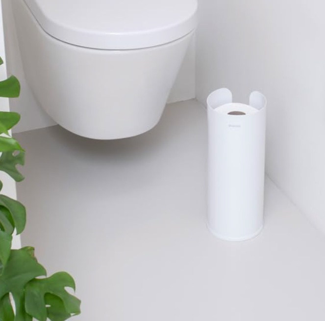 Hållare i metall för toalettpappersrullar, RENEW, Ø 13 x H 32 cm, Brabantia, Vit i gruppen Förvaring / Badrumsförvaring hos SmartaSaker.se (41226)