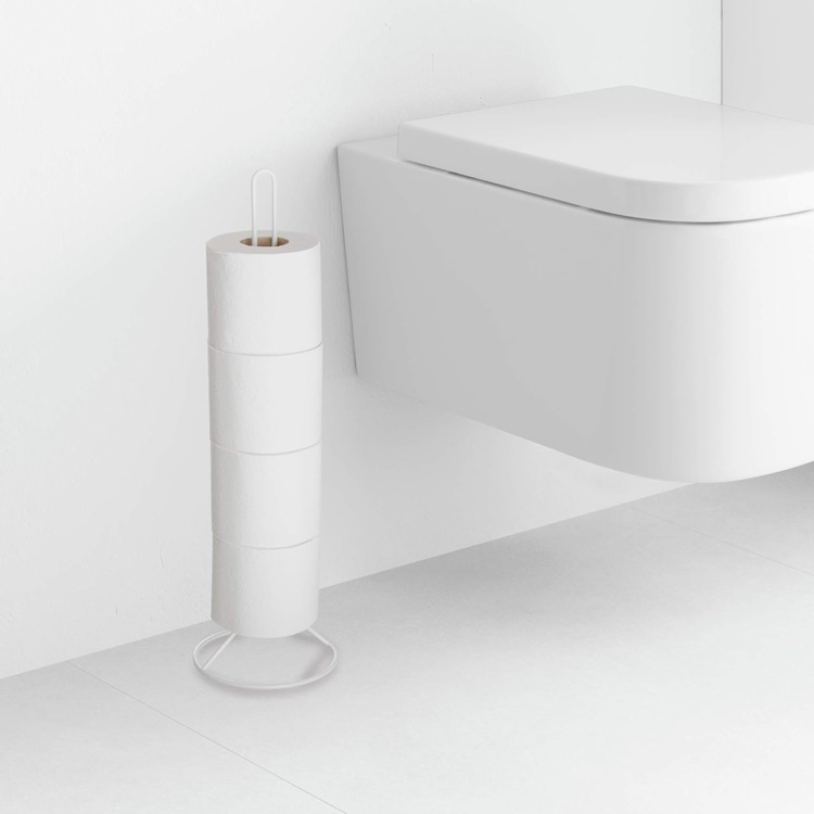 Hållare i metall för toalettpappersrullar, ROLLOS, Ø 15 x H 50 cm, Vit i gruppen Förvaring / Badrumsförvaring hos SmartaSaker.se (41229)