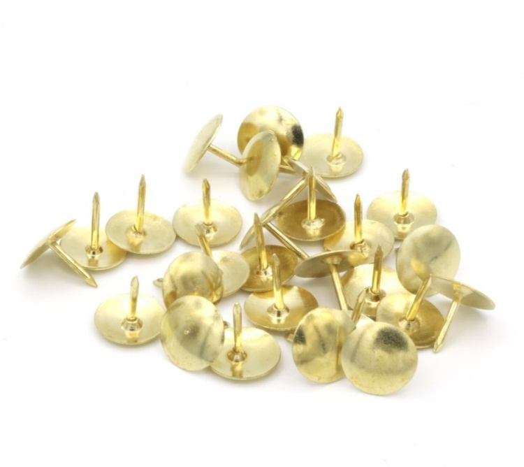 Häftstift, 100 st, THUMB TACKS, Ø 9,5 mm ,Guld i gruppen Förvaring / Kontorsmaterial hos SmartaSaker.se (41245)