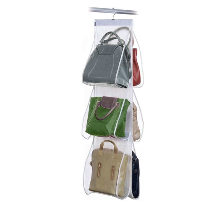 Hängande förvaring för väskor PORTA BORSE, 6 stora fack, 36 x H 120 cm, Klar i gruppen Förvaring / Garderobsförvaring / Väskförvaring hos SmartaSaker.se (41261)