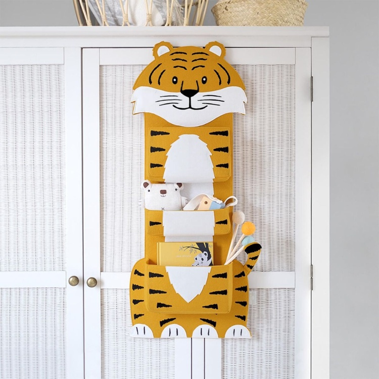 Hängande Förvaringsfickor, 3-fack, TIGER WALL POCKETS, 37 x H 85 cm, Orange i gruppen Förvaring / Barnrumsförvaring hos SmartaSaker.se (41271)