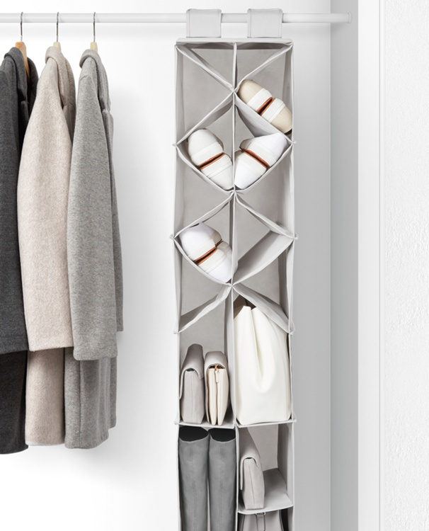 Hängande garderob för skor och väskor, PREMIUM COLGDOR PARA ZAPATOS, 30 x 30 x H 142,5 cm, Ljusgrå i gruppen Förvaring / Garderobsförvaring / Galgar och hängare hos SmartaSaker.se (41273)