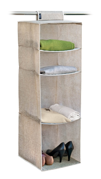 Hängande garderob med 4 hyllor, MAISON, 33 x 33 x H 103 cm, Sand i gruppen Förvaring / Garderobsförvaring / Galgar och hängare hos SmartaSaker.se (41276)