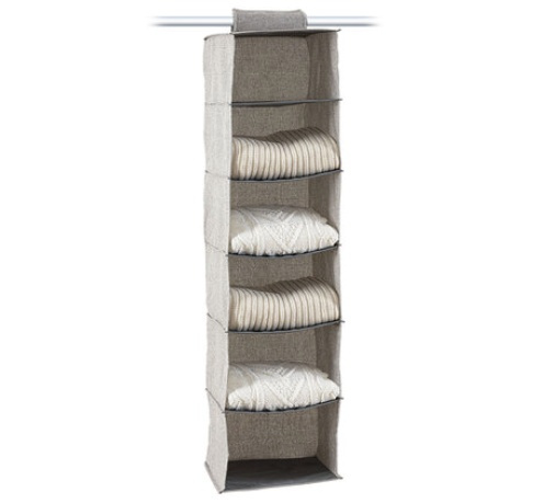 Hängande garderob med 6 hyllor, ORGA HANGING ORGANISER, 30 x 30 x H 120 cm, Beige-grå i gruppen Förvaring / Garderobsförvaring hos SmartaSaker.se (41277)