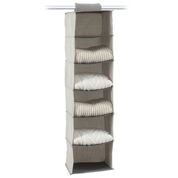 Hängande garderob med 6 hyllor, ORGA HANGING ORGANISER, 30 x 30 x H 120 cm, Beige-grå i gruppen Förvaring / Garderobsförvaring hos SmartaSaker.se (41277)