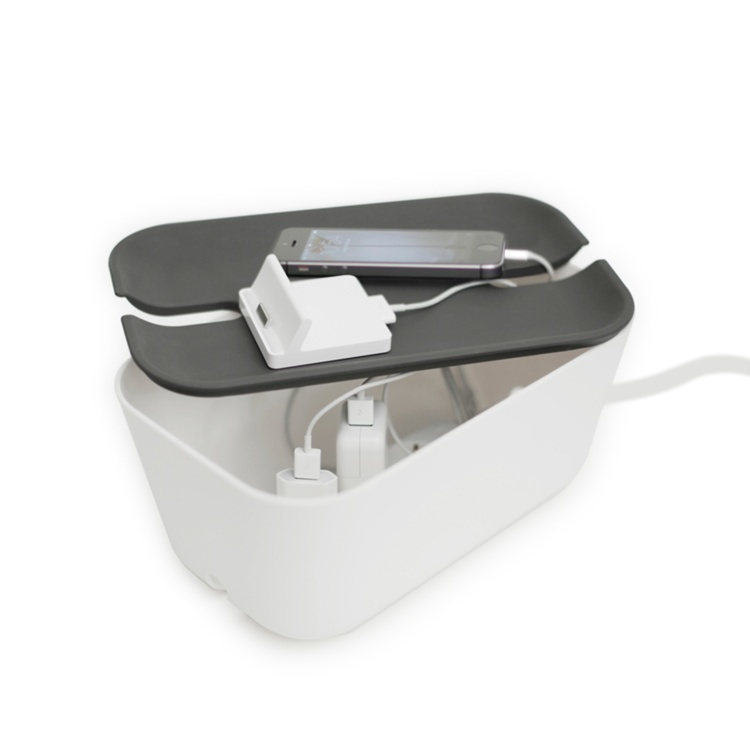 Kabelsamlare, BOSIGN MEDIUM CABLE ORGANISER, 30 x 18 x H 13,5 cm, Vit / Grå i gruppen Förvaring / Förvaringslådor hos SmartaSaker.se (41338)