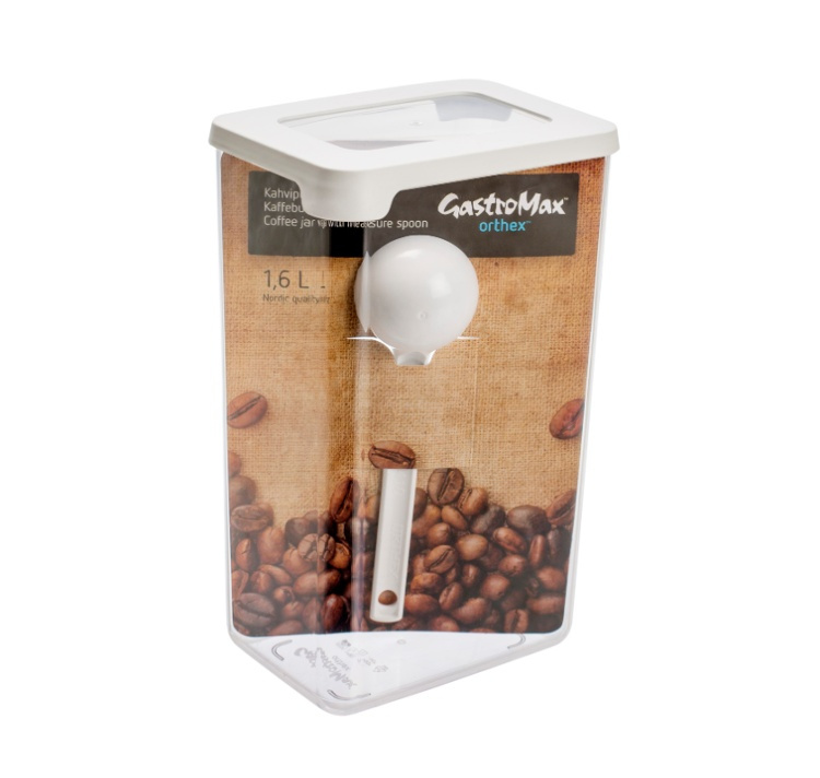 Kaffeburk med Skopa, Lufttät, 1,6 Liter, VISION, Klar / Vit i gruppen Förvaring / Köksförvaring / Förvaringslådor och burkar / SmartStore hos SmartaSaker.se (41345)