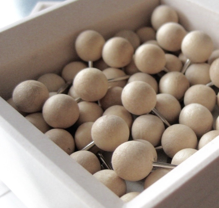 Kartnålar med rund knopp, 50 st, PUSH PINS WOOD, Ø 0,9 cm, trä i gruppen Förvaring / Kontorsmaterial hos SmartaSaker.se (41349)