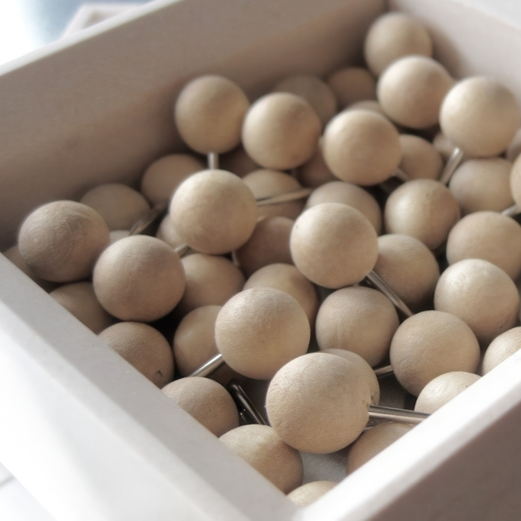 Kartnålar med rund knopp, 50 st, PUSH PINS WOOD, Ø 0,9 cm, trä i gruppen Förvaring / Kontorsmaterial hos SmartaSaker.se (41349)