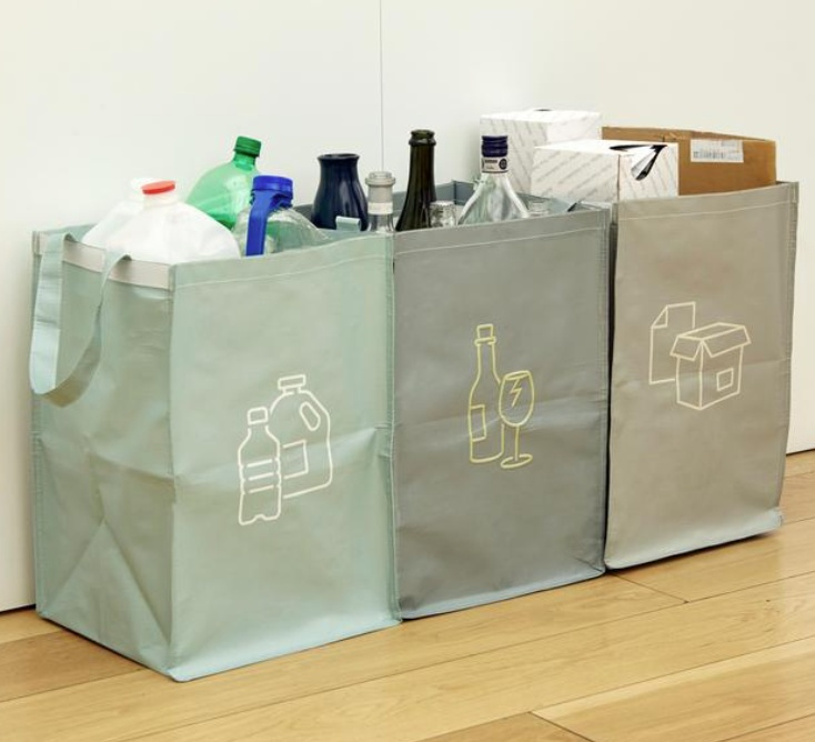 Kassar för källsortering, 3 st, RECYCLING STATION, 3st, 32 x 30 x H 46 cm, Mix i gruppen Förvaring / Städförvaring och sopsortering / Sopsortering hos SmartaSaker.se (41354)