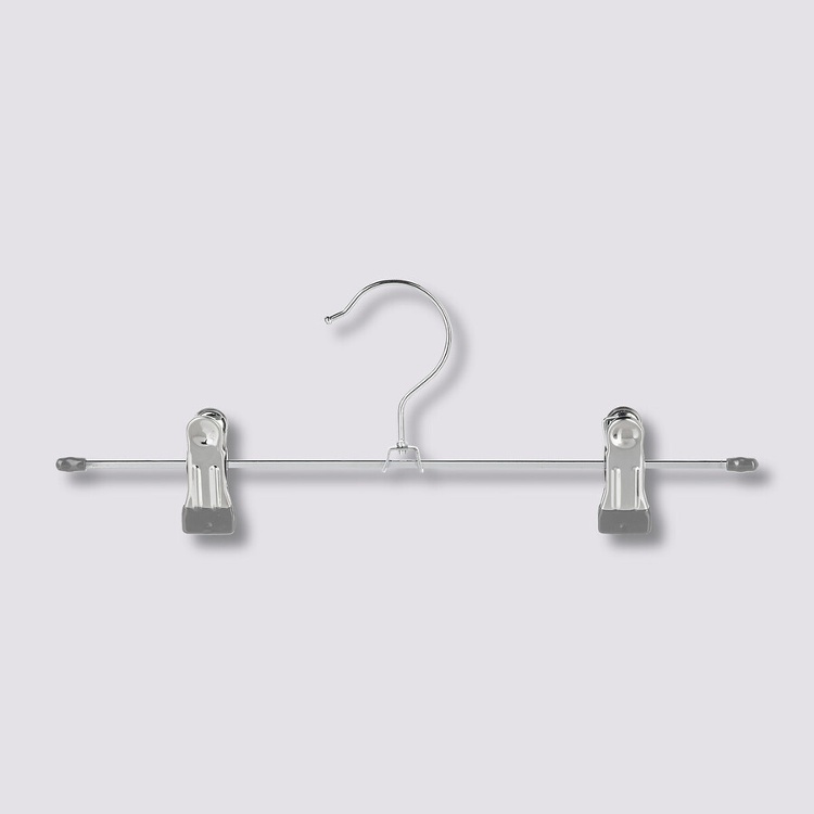 Klassiska Galgar för kjolar, 3 st, Metall, CINTRES CLIP HANGERS, 30 cm, Silver / ljusgrå i gruppen Förvaring / Garderobsförvaring / Galgar och hängare hos SmartaSaker.se (41362)