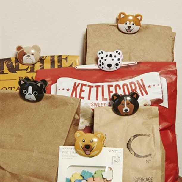 Klämmor med Hundar, 6 st, DOGGIE BAG CLIPS, Kikkerland, Mix i gruppen Förvaring / Köksförvaring hos SmartaSaker.se (41456)
