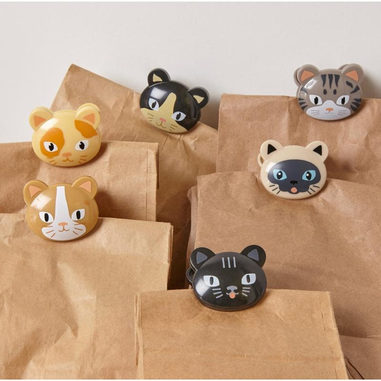 Klämmor med katter, 6 st, CAT BAG CLIPS, Kikkerland, Mix i gruppen Förvaring / Köksförvaring hos SmartaSaker.se (41457)