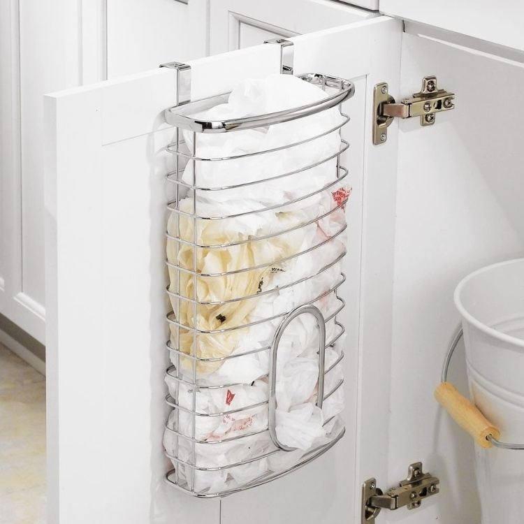 Korg för skåpdörr för plastpåsar, AXIS, 20,6 x 10 x H 37,6 cm, Silver i gruppen Förvaring / Köksförvaring / Organisera köksskåp / Under diskbänksförvaring hos SmartaSaker.se (41474)
