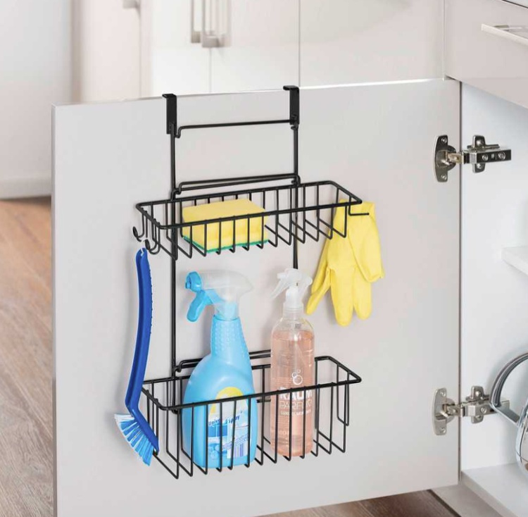 Korgar för skåpdörr, CLIP-ON-BASKET, 24 x 15 x H 11,5 cm, Svart i gruppen Förvaring / Köksförvaring / Organisera köksskåp hos SmartaSaker.se (41502)
