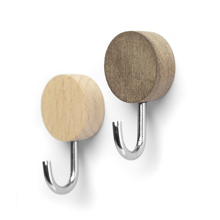 Krokar, Magnetiska, 2 st, WOOD HOOK, Ã˜ 2,5 cm x H 4,5 cm, Valnöt / Natur i gruppen Förvaring / Magneter och självhäftande / Magnetkrokar hos SmartaSaker.se (41560)