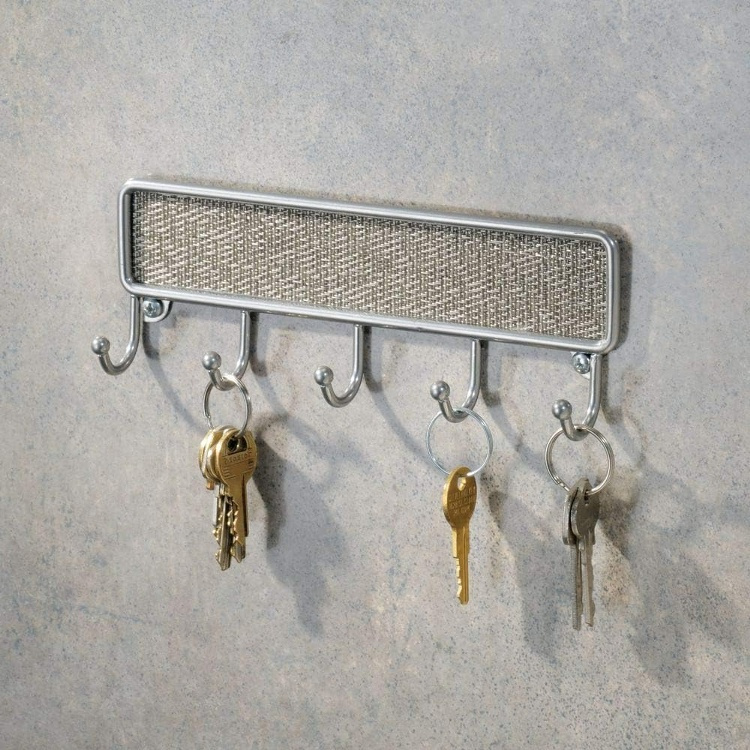 Kroklist med 5 krokar, TWILLO METALLICO, 20,5 x 3 x H 7 cm, Silver i gruppen Förvaring / Hallförvaring / Krokar och hängare hos SmartaSaker.se (41564)