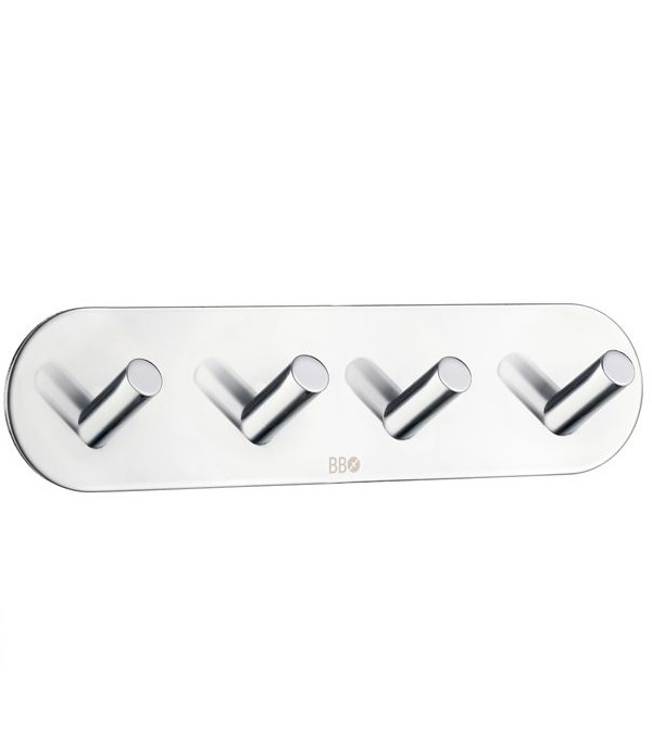 Kroklist, 4 krokar, Självhäftande, Rund, BESLAGSBODEN, 19 x H 4,8 cm, Krom i gruppen Förvaring / Magneter och självhäftande / Självhäftande krokar hos SmartaSaker.se (41583)