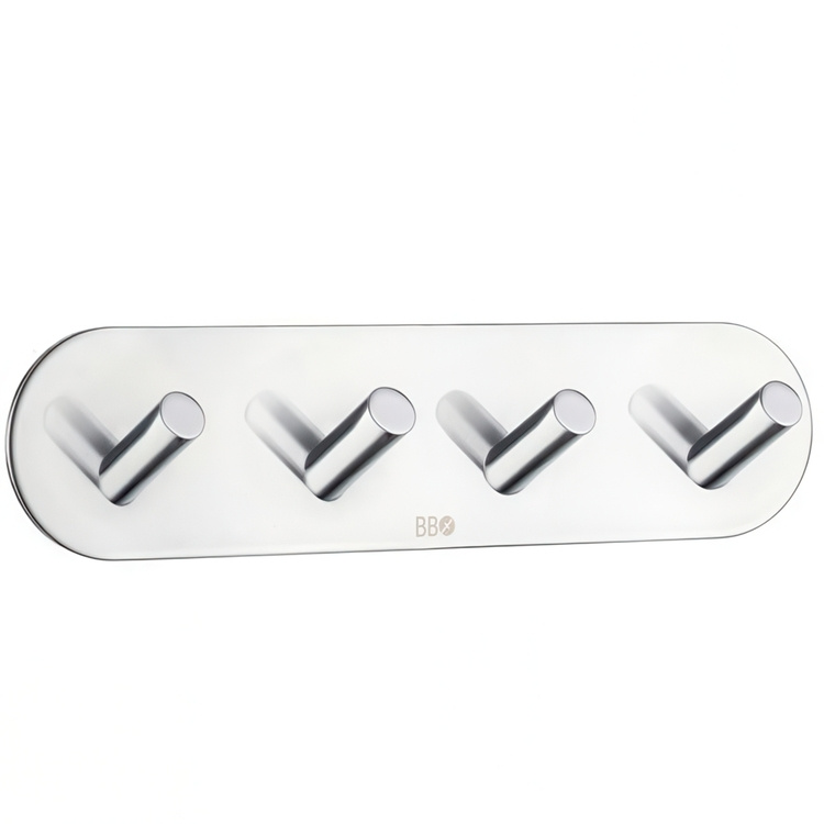 Kroklist, 4 krokar, Självhäftande, Rund, BESLAGSBODEN, 19 x H 4,8 cm, Krom i gruppen Förvaring / Magneter och självhäftande / Självhäftande krokar hos SmartaSaker.se (41583)