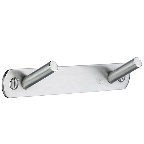 Kroklist, dubbelkrok, BESLAGSBODEN, 13 x H 2 cm, Borstat rostfritt stål i gruppen Förvaring / Hallförvaring / Krokar och hängare hos SmartaSaker.se (41586)
