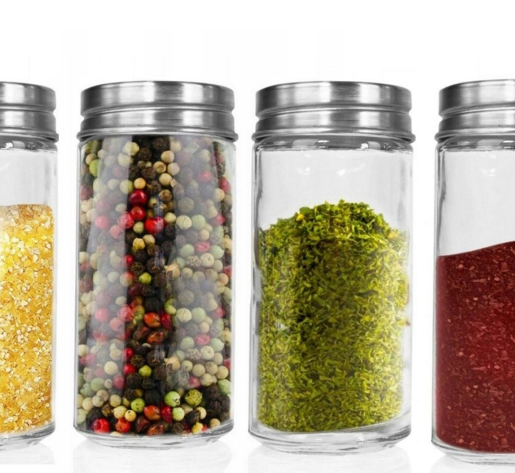 Kryddburkar i glas med metallock, 6 st, GLASS SPICE POTS, Ø 4,5 x H 9,5 cm, Klar / Silver i gruppen Förvaring / Köksförvaring / Organisera köksskåp / Kryddställ hos SmartaSaker.se (41591)