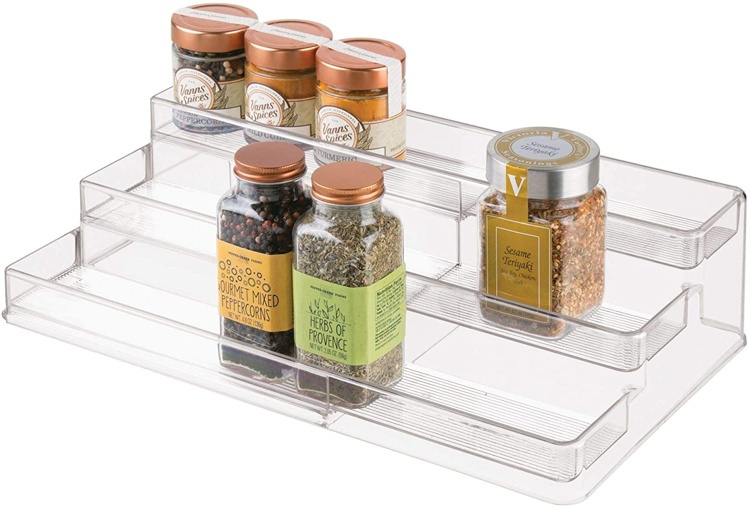 Kryddhylla i 3 plan, Utdragbar, ID CABINET ORGANIZER, 42,5 till 66,5 cm, Transparent i gruppen Förvaring / Köksförvaring / Organisera köksskåp / Kryddställ hos SmartaSaker.se (41602)