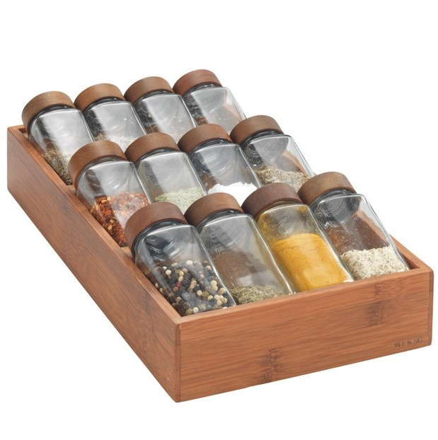 Kryddställ för låda, BAMBOO SPICE RACK, 20 x 38 x H 6 cm, Brun i gruppen Förvaring / Köksförvaring / Organisera köksskåp / Kryddställ hos SmartaSaker.se (41607)
