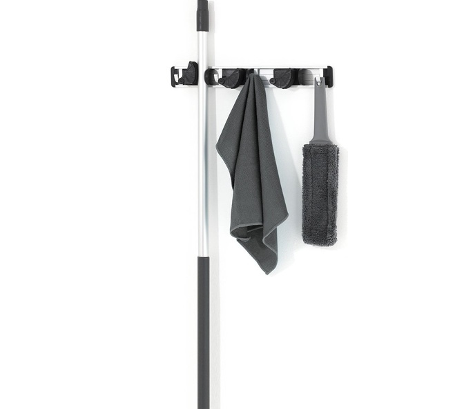 Kvasthållare med krokar, MOP HOLDER, 40 cm, Aluminium / Svart i gruppen Förvaring / Förråd- och garageförvaring / Redskapshållare hos SmartaSaker.se (41623)