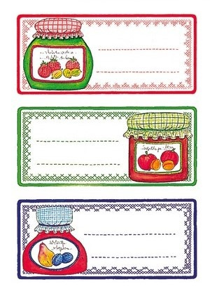Köksetiketter för frys och burkar, 12 st, JAM JARS, 76 x 35 mm, Syltburksmotiv i gruppen Förvaring / Magneter och självhäftande / Skyltar och etiketter hos SmartaSaker.se (41632)