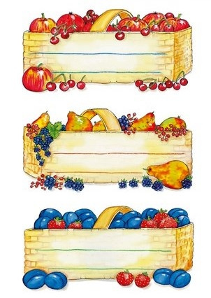 Köksetiketter för frys- och syltburkar, 12 st, FRUIT BASKET 76 x 35 mm , Fruktmotiv i gruppen Förvaring / Magneter och självhäftande / Skyltar och etiketter hos SmartaSaker.se (41633)