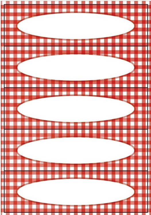 Köksetiketter för frys- och syltburkar, 20 st, GINGHAM RED, 76 x 23 cmm , Röd / Vit i gruppen Förvaring / Magneter och självhäftande / Skyltar och etiketter hos SmartaSaker.se (41635)