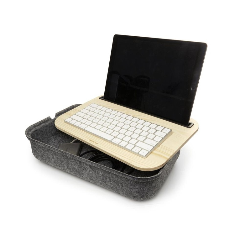 Laptop Bricka med förvaring. KIKKERLAND LAP DESK STORAGE, 36 x 24,5 x H 8 cm, Natur / Grå i gruppen Förvaring / Kontorsmaterial hos SmartaSaker.se (41638)