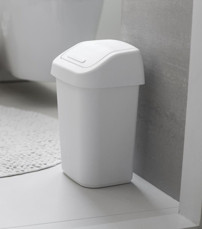 Liten Papperskorg med vipplock, ORTHEX 10 L, 25 x 21 x H 37 cm, Vit i gruppen Förvaring / Badrumsförvaring / Papperskorgar hos SmartaSaker.se (41652)