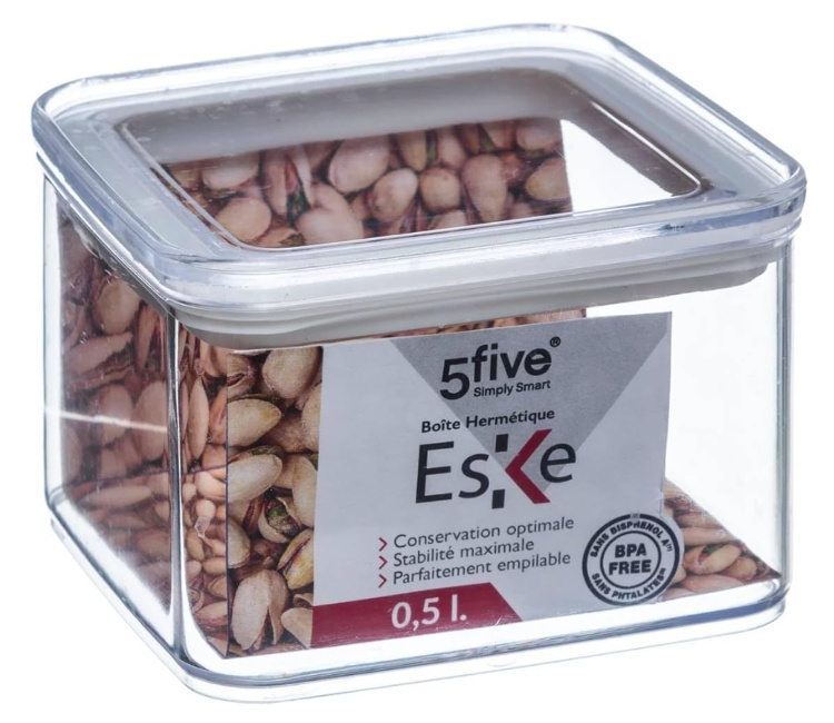 Lufttät behållare, Fyrkantig, 0,5 L, ESKE SMALL, 10,4 x 10,4 x H 7 cm, Klar / Vit i gruppen Förvaring / Köksförvaring hos SmartaSaker.se (41685)