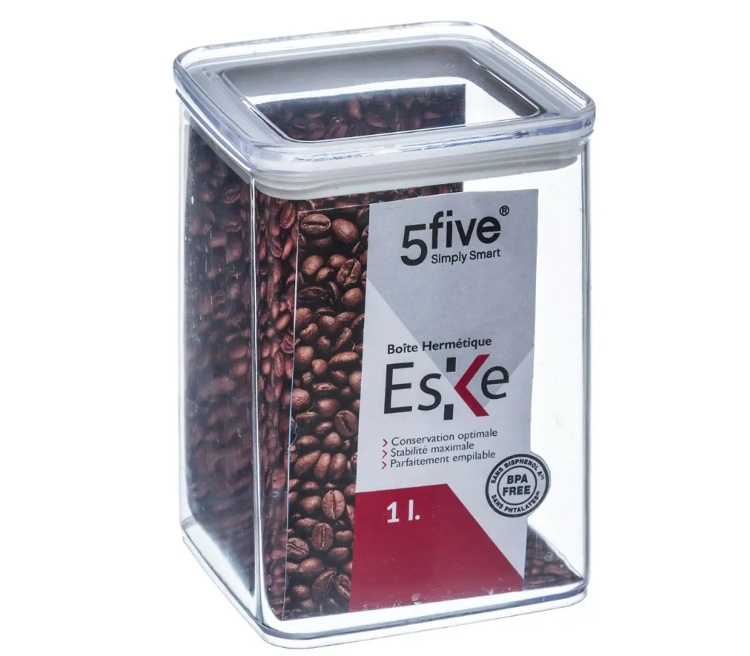 Lufttät behållare, Fyrkantig, 1 L, ESKE MEDIUM, 10,4 x 10,4 x H 14 cm, Klar / Vit i gruppen Förvaring / Köksförvaring / Förvaringslådor och burkar / Eske hos SmartaSaker.se (41687)