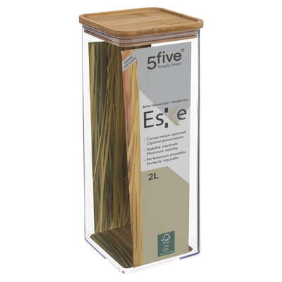 Lufttät behållare, Fyrkantig, 2 L, ESKE BAMBOO XL, 10,4 x 10,4 x H 27,5cm, Klar / Nature i gruppen Förvaring / Köksförvaring / Förvaringslådor och burkar / Eske hos SmartaSaker.se (41690)