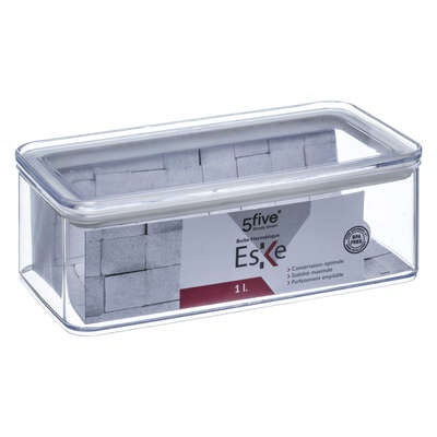 Lufttät behållare, Rektangulär, 1 L, ESKE SMALL, 20,4 x 10,4 x H 7 cm, Klar / Vit i gruppen Förvaring / Köksförvaring / Förvaringslådor och burkar hos SmartaSaker.se (41694)