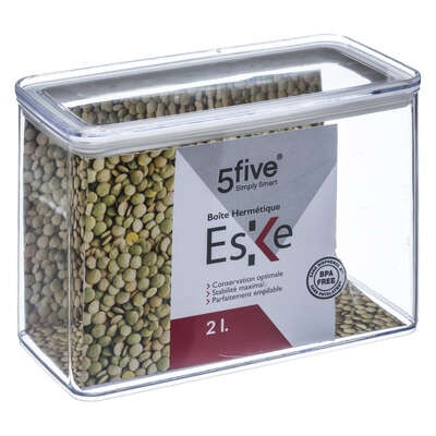 Lufttät behållare, Rektangulär, 2 L, ESKE MEDIUM, 20,4 x 10,4 x H 13,6 cm, Klar / Vit i gruppen Förvaring / Köksförvaring / Förvaringslådor och burkar / Eske hos SmartaSaker.se (41696)
