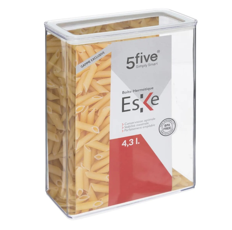 Lufttät behållare, Rektangulär, 4,3 L, ESKE XL, 20,4 x 10,4 x H 27,2 cm, Klar / Vit i gruppen Förvaring / Köksförvaring / Förvaringslådor och burkar / Eske hos SmartaSaker.se (41700)