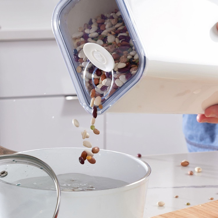 Lufttät Förvaringsburk, iD POUR LID LARGE CANISTER, 12,1 x 16,2 x H 22,2 cm, Vit / Transparent i gruppen Förvaring / Köksförvaring / Förvaringslådor och burkar hos SmartaSaker.se (41705)