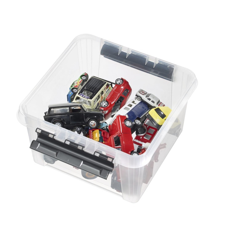 Låda , SMARTSTORE 7L CLASSIC, Kvadratisk, 28 x 28 x H 17 cm, Klar / Svart i gruppen Förvaring / Förvaringslådor / SmartStore förvaringslådor hos SmartaSaker.se (41716)