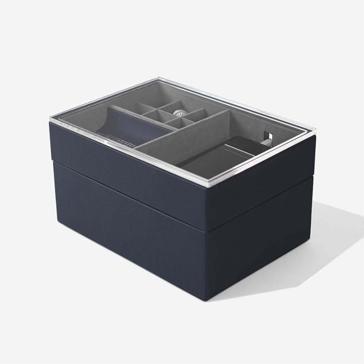 Låda för Klockor och Accessoarer, STACKERS WATCH & VALET, 18 x 26 x H 15 cm, Marinblå i gruppen Förvaring / Sovrumsförvaring / Klocklådor hos SmartaSaker.se (41744)