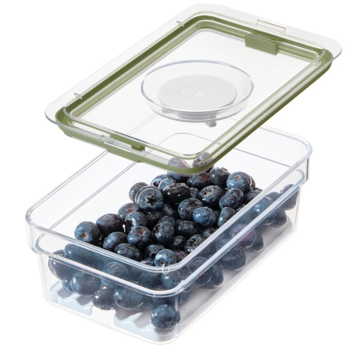 Låda för kylen, 0,9L, ID FRESH MEDIUM PRODUCE BIN, 13 x 20,5 x H 8 cm, Klar / Grön i gruppen Förvaring / Köksförvaring / Kylskåpsförvaring hos SmartaSaker.se (41747)