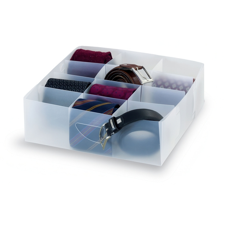 Låda för sortering, 12 fack, DIVISORI PER CASETTI, 30 x 30 x H8 cm, Transparent vit i gruppen Förvaring / Garderobsförvaring / Sorteringslådor hos SmartaSaker.se (41760)