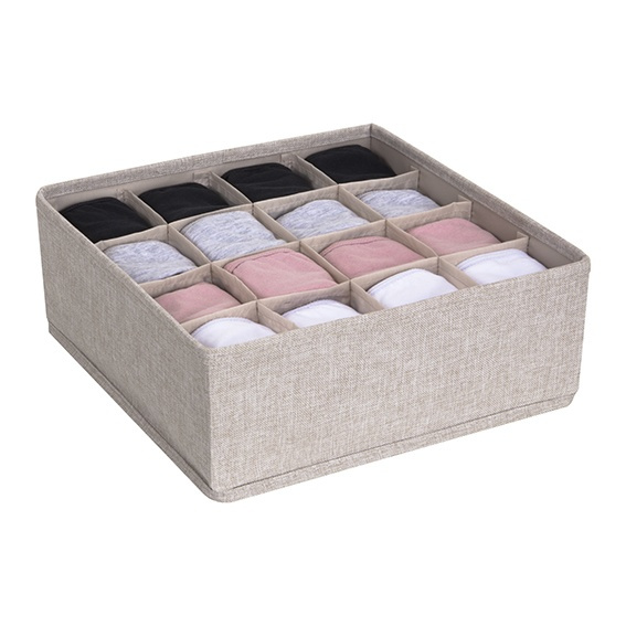 Låda för sortering, 16 fack, BIGSO SOFT DRAWER SQUARE ORGANIZER, 29 x 29 x H 11 cm i gruppen Förvaring / Garderobsförvaring / Sorteringslådor hos SmartaSaker.se (41761)