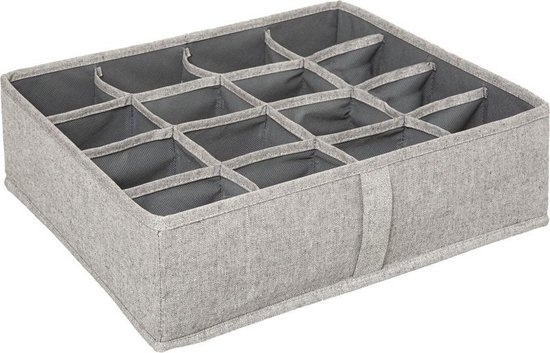 Låda för sortering, 16 fack, ORGA DRAWER ORGANIZER, 35 x 31 x H 11 cm, Beige - Grå i gruppen Förvaring / Garderobsförvaring / Sorteringslådor hos SmartaSaker.se (41762)