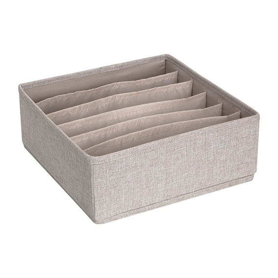 Låda för sortering, 6 fack, BIGSO SOFT DRAWER SQUARE ORGANIZER, 29 x 29 x H 11 cm i gruppen Förvaring / Garderobsförvaring / Sorteringslådor hos SmartaSaker.se (41764)
