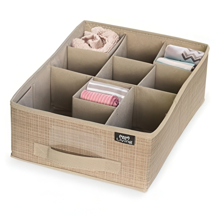 Låda för sortering, Justerbara fack, VITA ECO DRAWER ORGANISER, 35 x 26,5 x H 12 cm, Brun i gruppen Förvaring / Garderobsförvaring / Sorteringslådor hos SmartaSaker.se (41765)